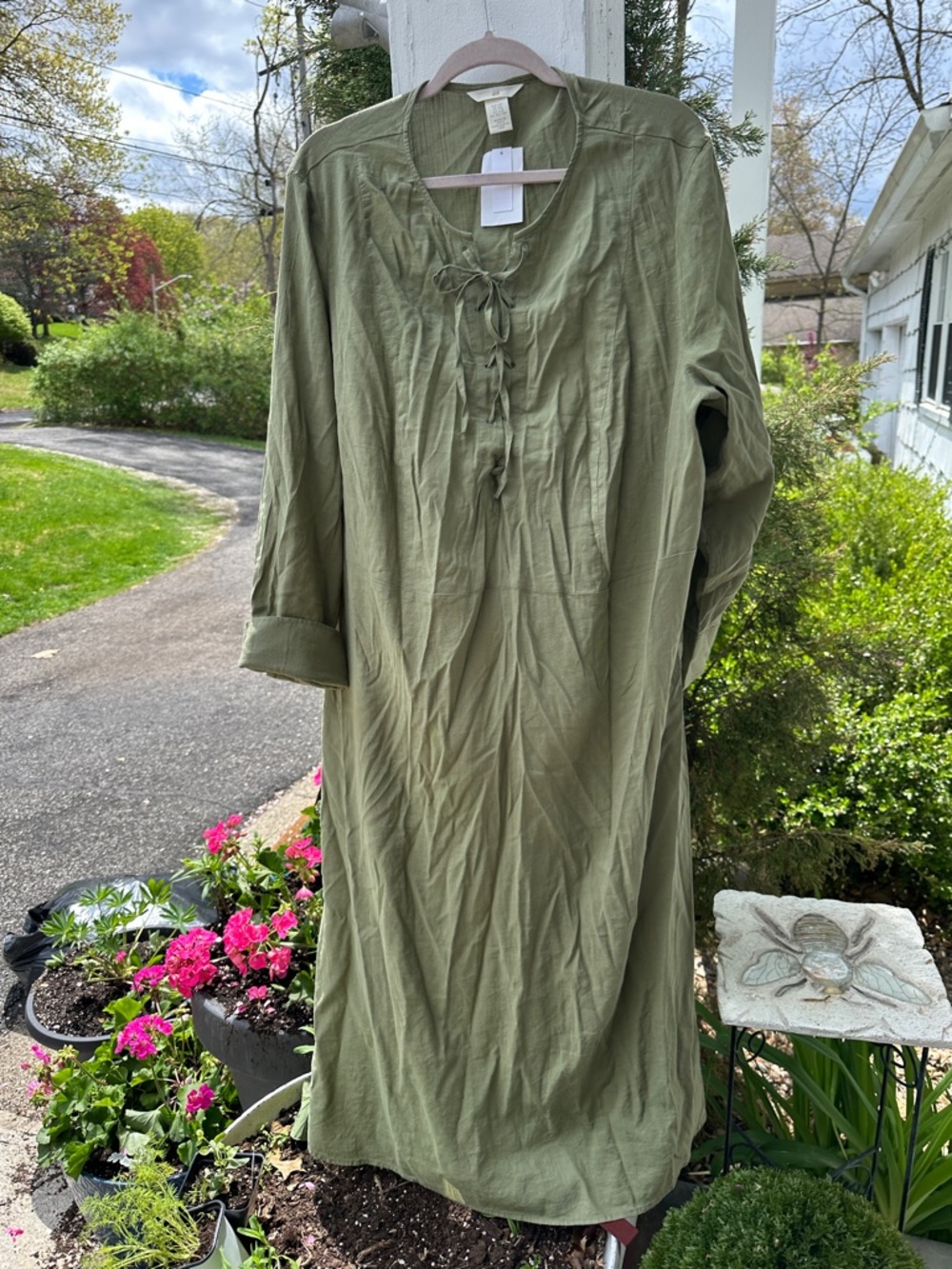 H&M Olive Green Tie-Neck Tunic